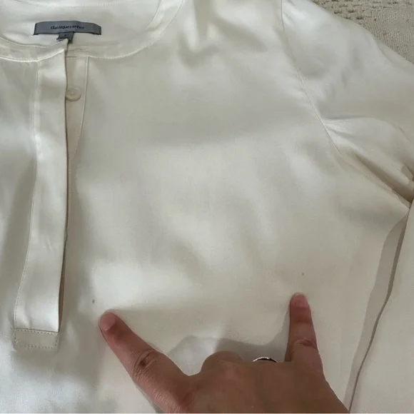 CLASSIQUES ENTIER Ivory Silk Long Sleeve Blouse Popover Tunic Top Cream … - Picture 11 of 13